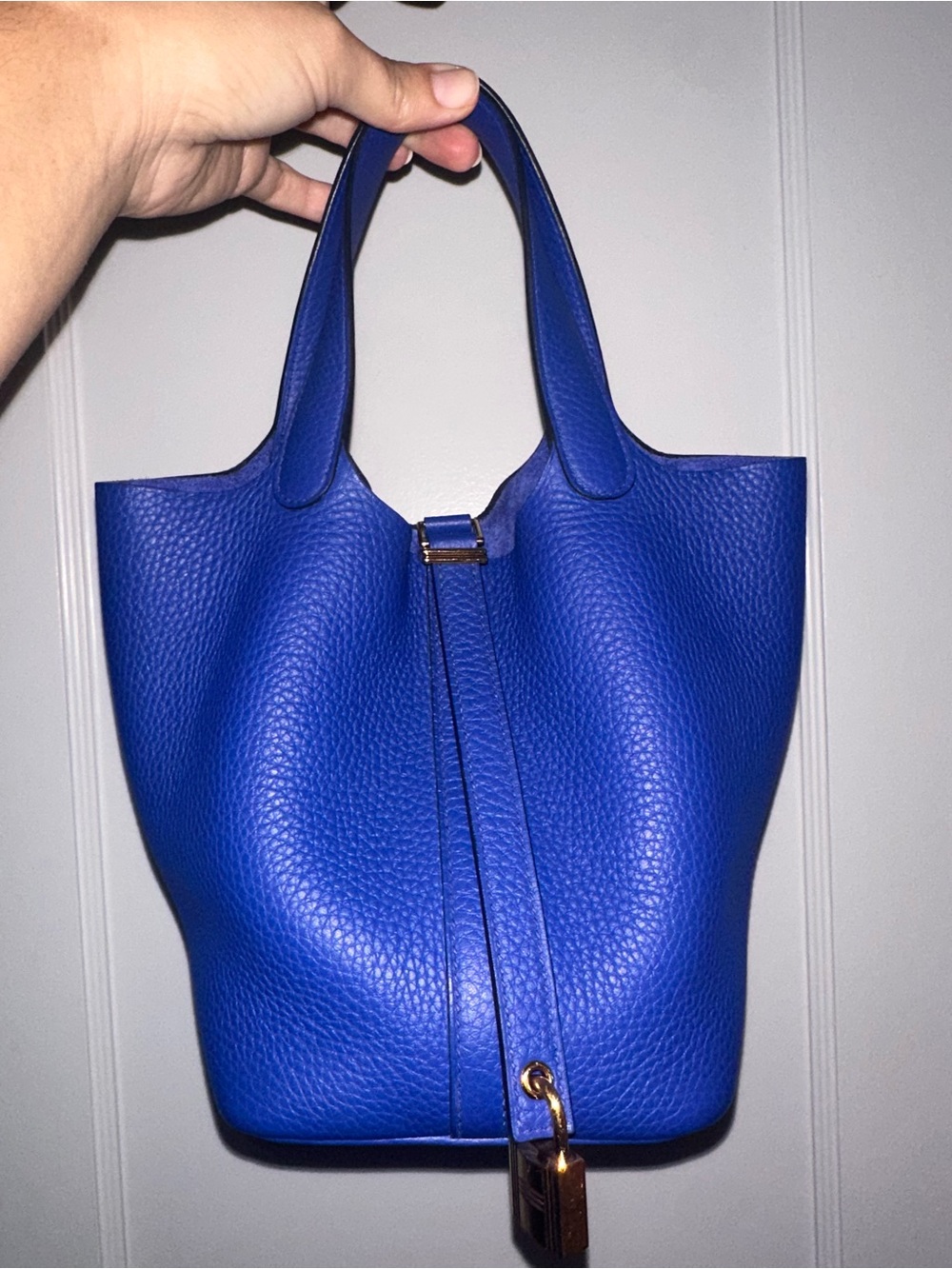 Hermes Cobalt Blue Leather Tote